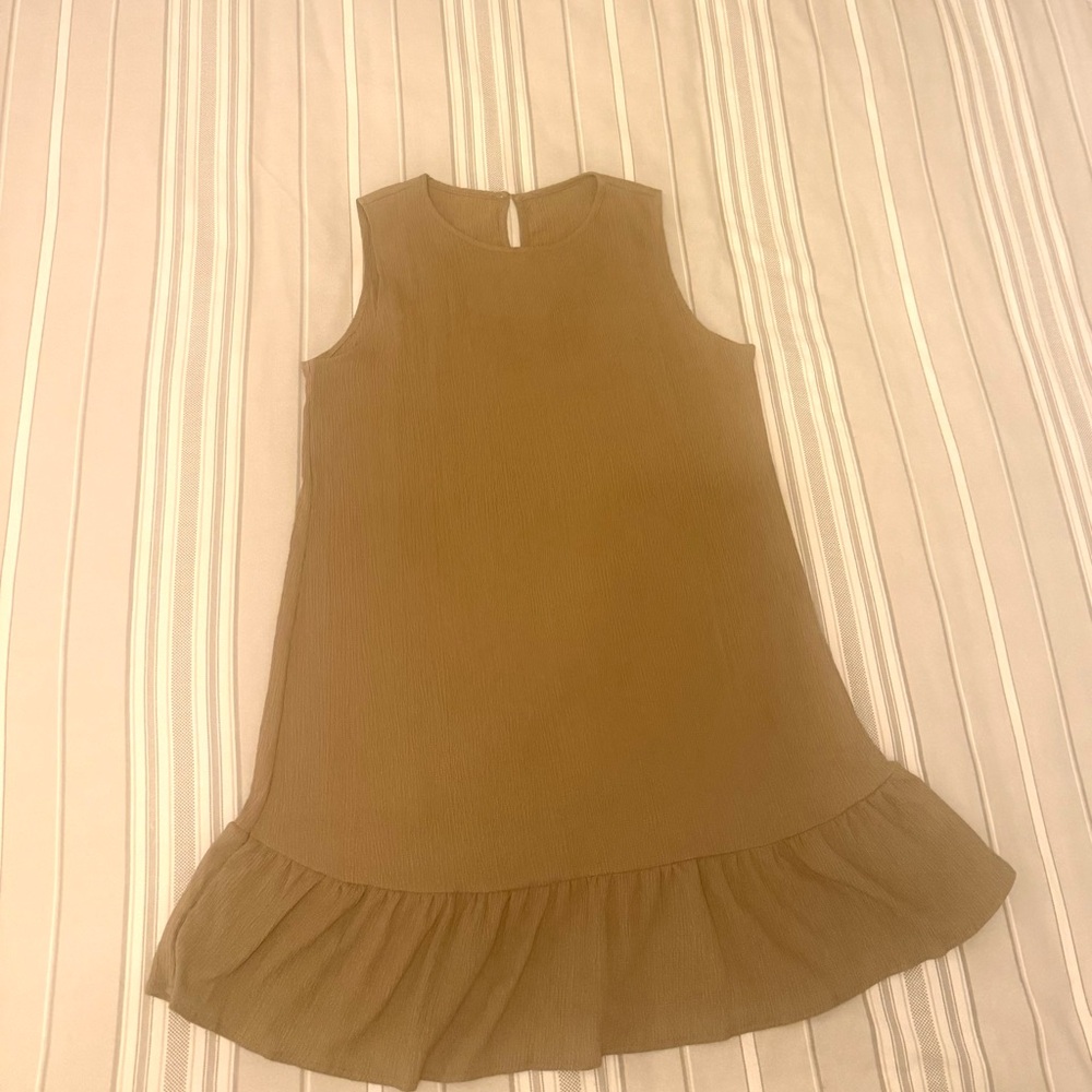 Sleeveless Ruffle-Hem Dress in Olive